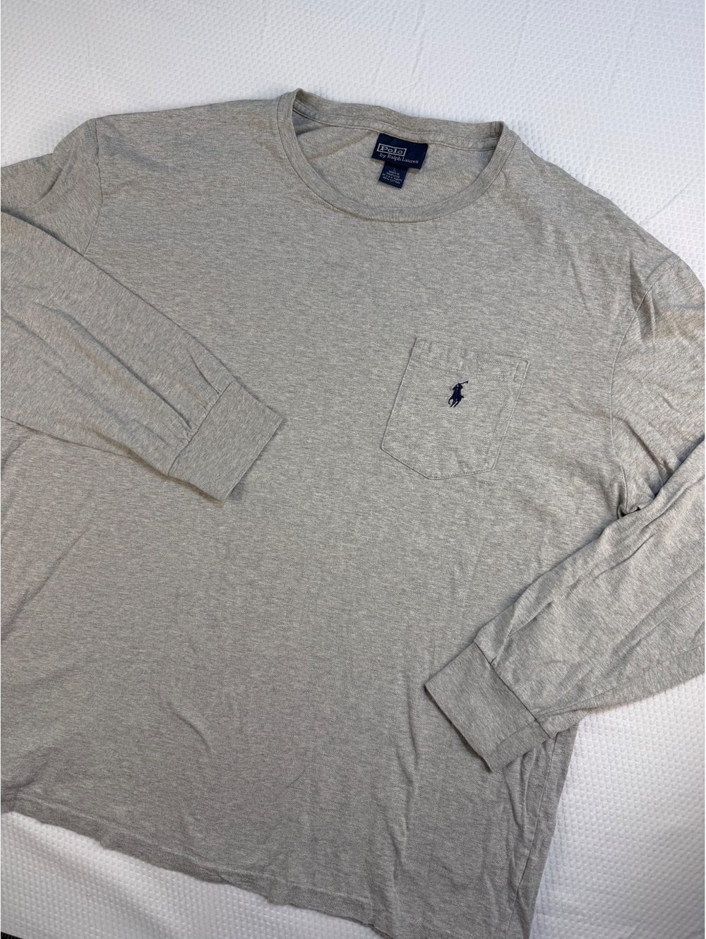 Vintage Polo Ralph Lauren Men's L Gray Long Sleeve Pocket T Shirt 90s Y2K Pony